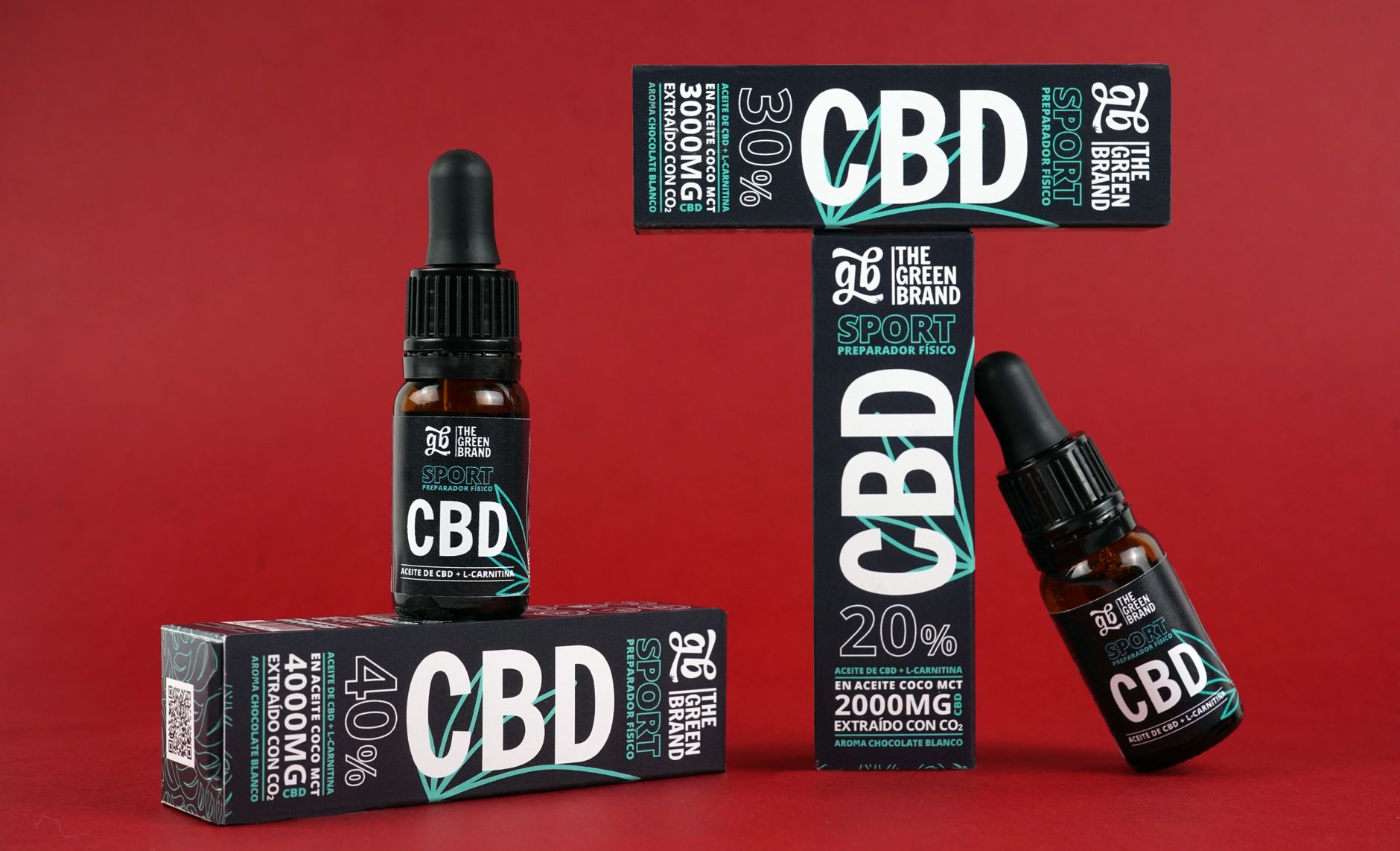 CBD oil products in packaging on display, highlighting sports and wellbeing benefits.